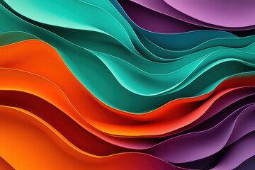 Poster - Vibrant gradient waves in orange and teal