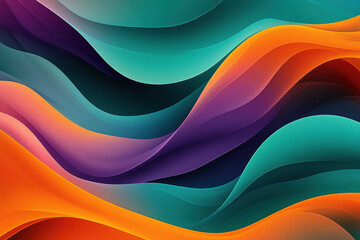 Poster - Vibrant gradient waves in orange and teal