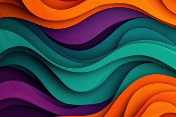 Poster - Vibrant gradient waves in orange and teal