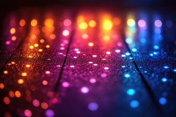 Poster - A detailed view of a table with numerous lights, ideal for use in interior design or product photography