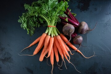 Poster - Fresh carrots and beets, vibrant colors, healthy harvest.