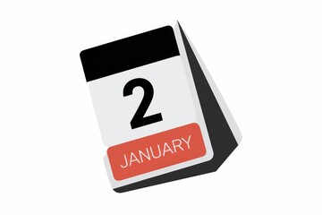 Aufkleber - A digital calendar displaying January 2nd. A simple and clean design.