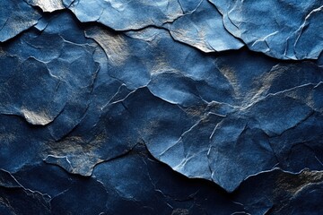 Wall Mural - A detailed view of a blue stone wall with texture and patterns