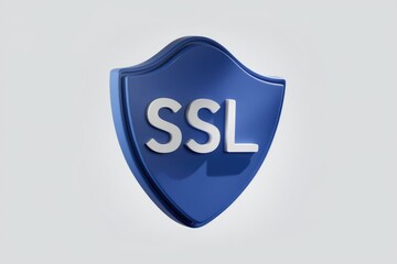 Poster - SSL certificate displayed as a blue shield, ensuring secure online connections and data protection.