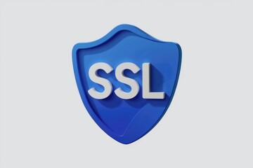Poster - A blue shield with the letters SSL, representing secure online connections and data encryption.