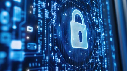 Poster - A computer screen with a lock icon displayed
