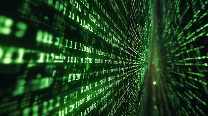 Aufkleber - Green Matrix Digital Binary Code Background Theme : Generative AI