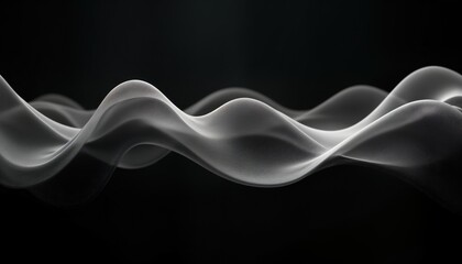 Poster - abstract illustration displays flowing wave patterns. gray net texture creates dynamic curves on bla