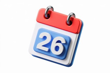 Poster - A 3D rendering of a calendar showing the 26th of the month.