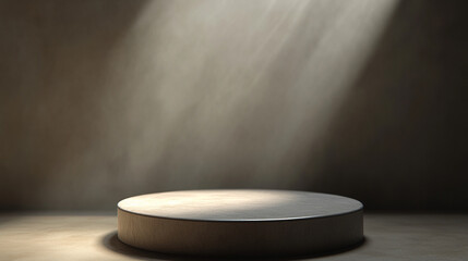 Poster - A soft, circular light spot on a smooth surface creates an illusion of depth with minimalistic bright tones and blurred edges, leaving room for blank caption space, evoking calm and tranquility

