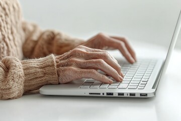 Poster - Close-up of hands typing on a laptop keyboard