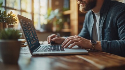 Poster - a person typing away on their laptop at a desk, possibly working or studying