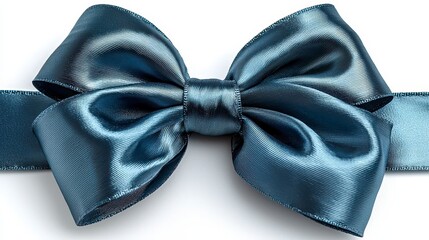 Wall Mural - Elegant teal satin ribbon bow isolated on white.