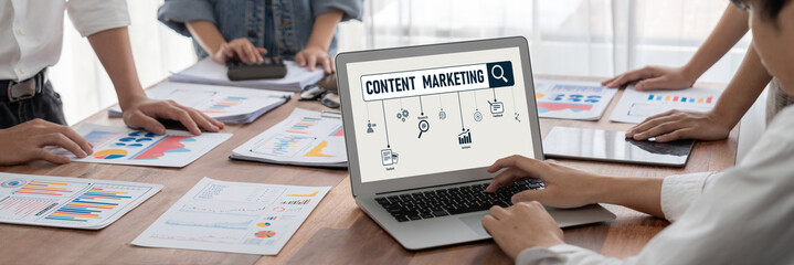 Fototapete - Content marketing for brisk online business and e-commerce marketing strategy