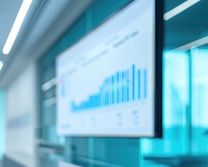 Poster - Blurred background image of graph display in a modern office setting.