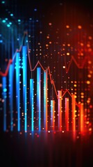 Poster - Abstract graph with vibrant blue and red colors representing data trends.