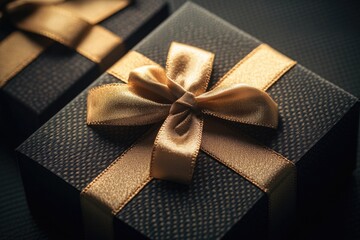 Wall Mural - A beautiful blue gift box tied with a golden ribbon, perfect for special occasions