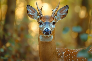 Wall Mural - A close-up shot of a deer in its natural habitat, great for wildlife or nature-related uses