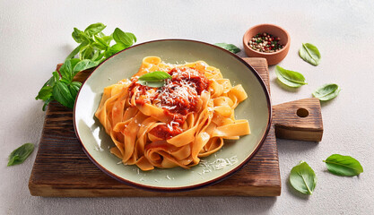 Wall Mural - Pasta Tagliatelle with Tomato Sauce