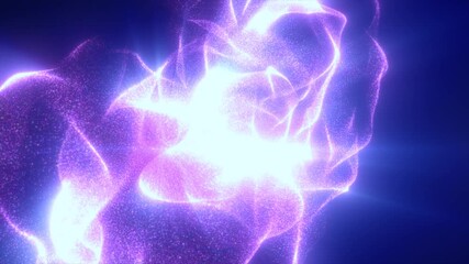 Fototapete - An abstract representation of energy waves in vibrant purple and blue hues creating a flowing dynamic pattern against a dark background, video in high quality 4k, motion design