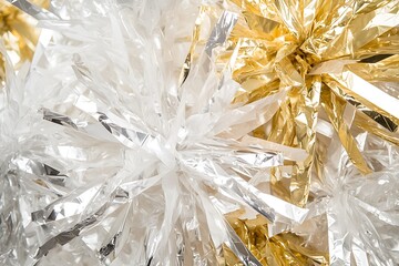 Metallic Pom-Poms: Festive Gold and Silver