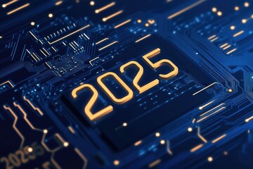 Poster - a close-up view of a circuit board featuring the numbers 202