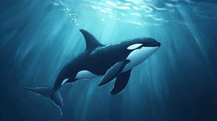 Wall Mural - beautiful orca whale illustration