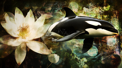 Wall Mural - beautiful orca whale illustration