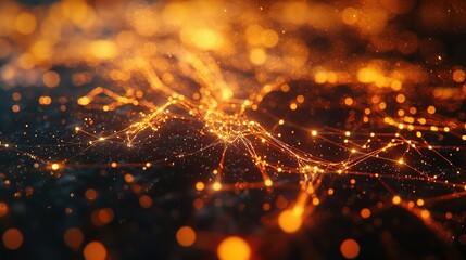 Poster - Abstract Glowing Network with Lines and Nodes in Bright Colors