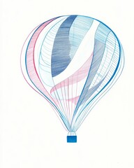 Wall Mural - abstract hot air balloon drawing in blue, pink, and white.