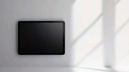 Poster - Modern Black Tablet With Empty Horizontal Display on White Wall