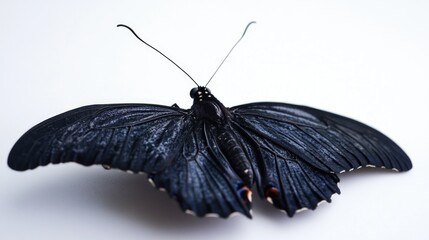 Wall Mural - a butterfly perched on a white surface, great for use in designs about nature and wildlife