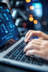 Poster - A close-up shot of someone typing away on their laptop