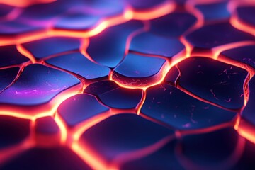 Poster - Colorful abstract patterns with glowing edges in a textured surface at night