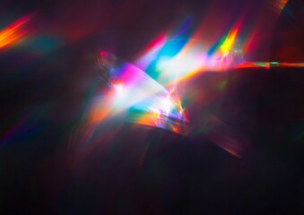 Wall Mural - vibrant prism light streaks across a dark background. a mesmerizing display of color and light.
