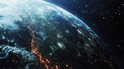 Poster - Global Network Concept of Telecommunication Systems Over Earth View