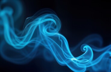 Leinwandbilder - Abstract image of blue steam smoke flowing in curves, swirls on black background. Fluid, dynamic motion pattern suggests movement, energy. Ideal for futuristic design projects, tech backgrounds