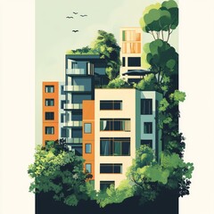 graphic illustration for a web design of a sustainable real estate developer 