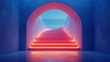 © Tyoma - A blue room with a red staircase leading to a tunnel