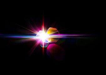 Wall Mural - Vibrant light flares illuminate the darkness with a burst of color.