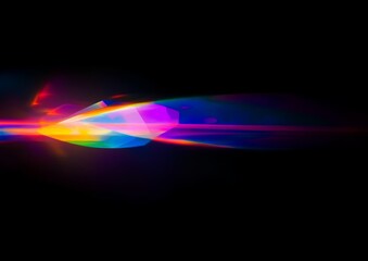 Wall Mural - vibrant rainbow light streaks across a dark background, creating an abstract and dynamic visual.