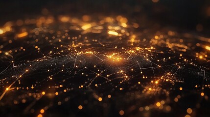 Poster - Abstract Network Connections in Golden Colorful Light Texture