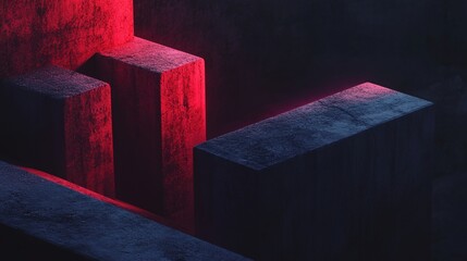Poster - Abstract Neon Cityscape, Futuristic Architecture, Glowing Blue And Red Lights, Technology Background