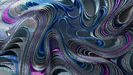 Poster - smooth metallic ribbons in vibrant blue, purple, and silver hues intertwine, forming a mesmerizing a