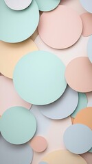 Poster - overlapping pastel-colored circles create an abstract background design, featuring soft hues of pink