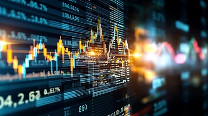 Poster - Dynamic financial graph displaying stock market trends and data in 4K resolution