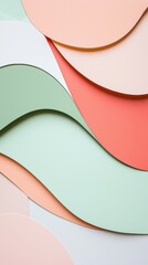 Poster - pastel-colored paper sheets creating graceful wavy shapes, forming an abstract background design per