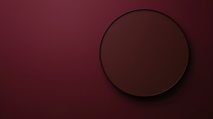 Poster - Round, dark-colored frame resting on a rich burgundy textured background, enhancing the minimalist design with a striking sense of negative space and modern elegance