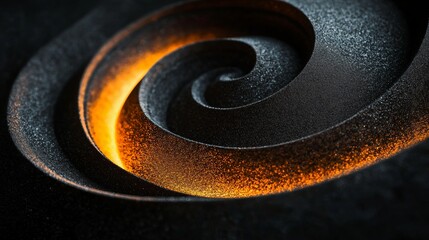 Poster - Illuminating black spiral patterns with vibrant orange light, creating a hypnotic and mesmerizing abstract visual experience that captivates the viewer's imagination