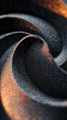 Poster - Abstract black and orange swirling shape with granular texture creates a visually captivating and dynamic composition, perfect for adding a touch of modern elegance and intrigue to any project